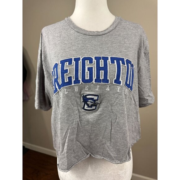 Champion Creighton Bluejays Crop Top Gray Tee Womens XL College Logo Shirt - Picture 2 of 12